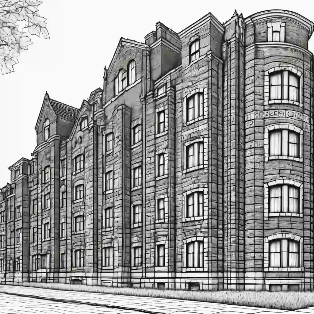 Brick Buildings coloring pages